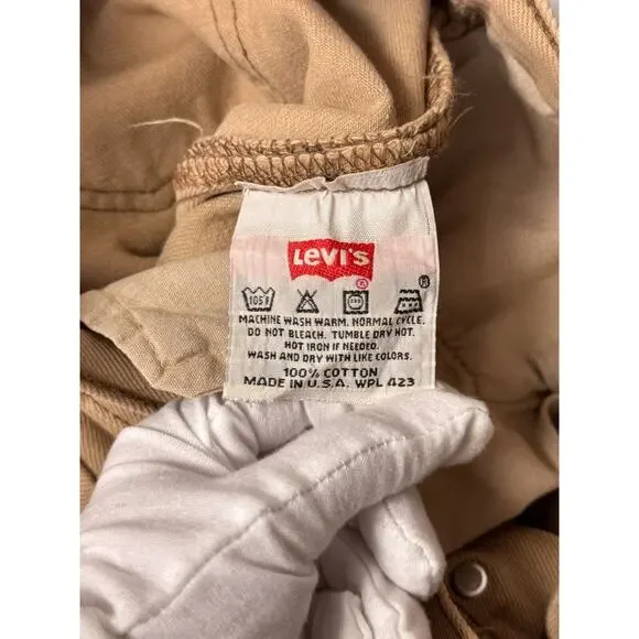 Vintage Levis Jeans 32 in x 33 in Mens 501 XX Made USA Khaki Brown Denim